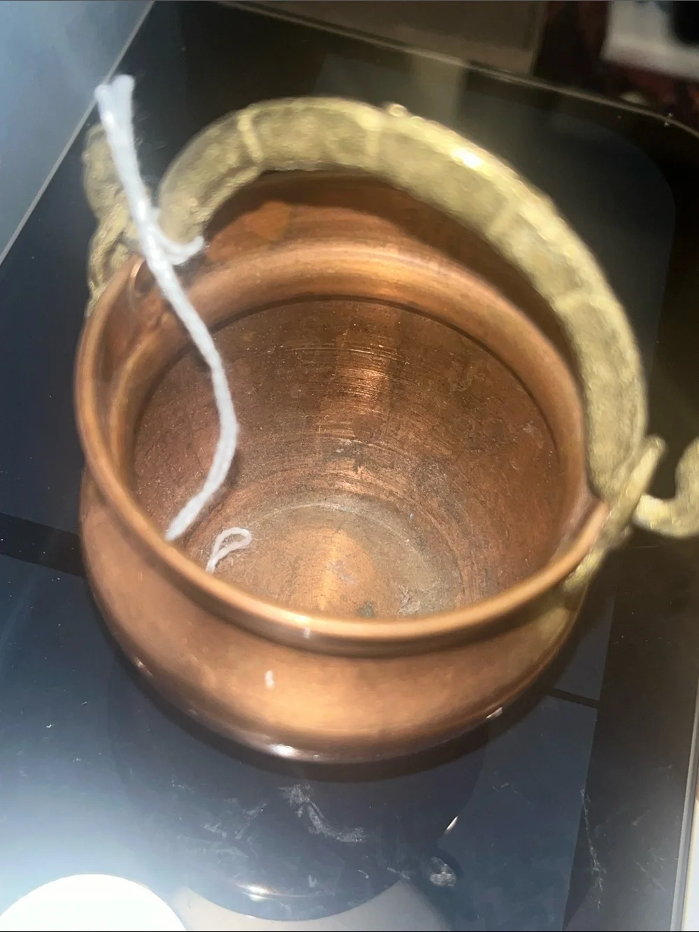 Copper Decorative Pot with Handle - Copper Finish Miniature GB1
